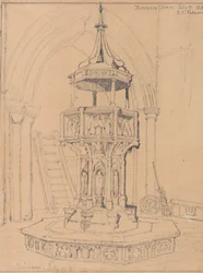 Taufbecken in der Binham Kirche, Norfolk